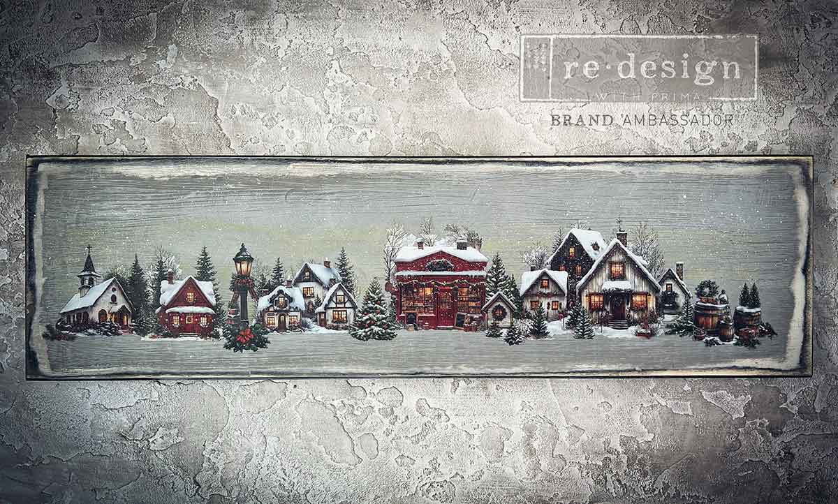 Frosted rooftops, glowing windows, and snow-dusted trees, Village of Wonder Middy Transfers® captures the magic of a holiday town just waiting to come to life. Each sheet is filled with charming cottages, cozy lanterns, pinecones, wreaths, and snowy shopfronts, all illustrated with storybook warmth and incredible detail. Perfect for creating winter scenes on furniture, signs, framed art, and more. HOW TO USE: Rub the Village of Wonder Middy Transfer onto any clean surface to create your own little Christmas
