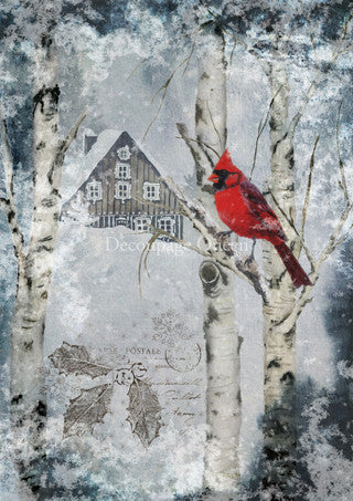 Decoupage Queen-Winter Cardinal