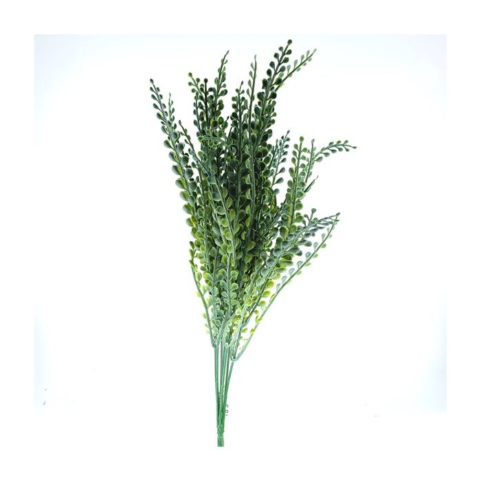 Artificial green leafy plant on a white background