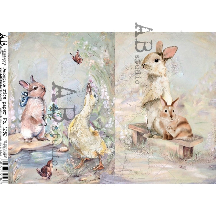 AB Studio-Pastel Bunnies 1252-A4-8.3"x11.7"