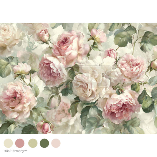 pastel pink roses with sage green leaves decoupage paper