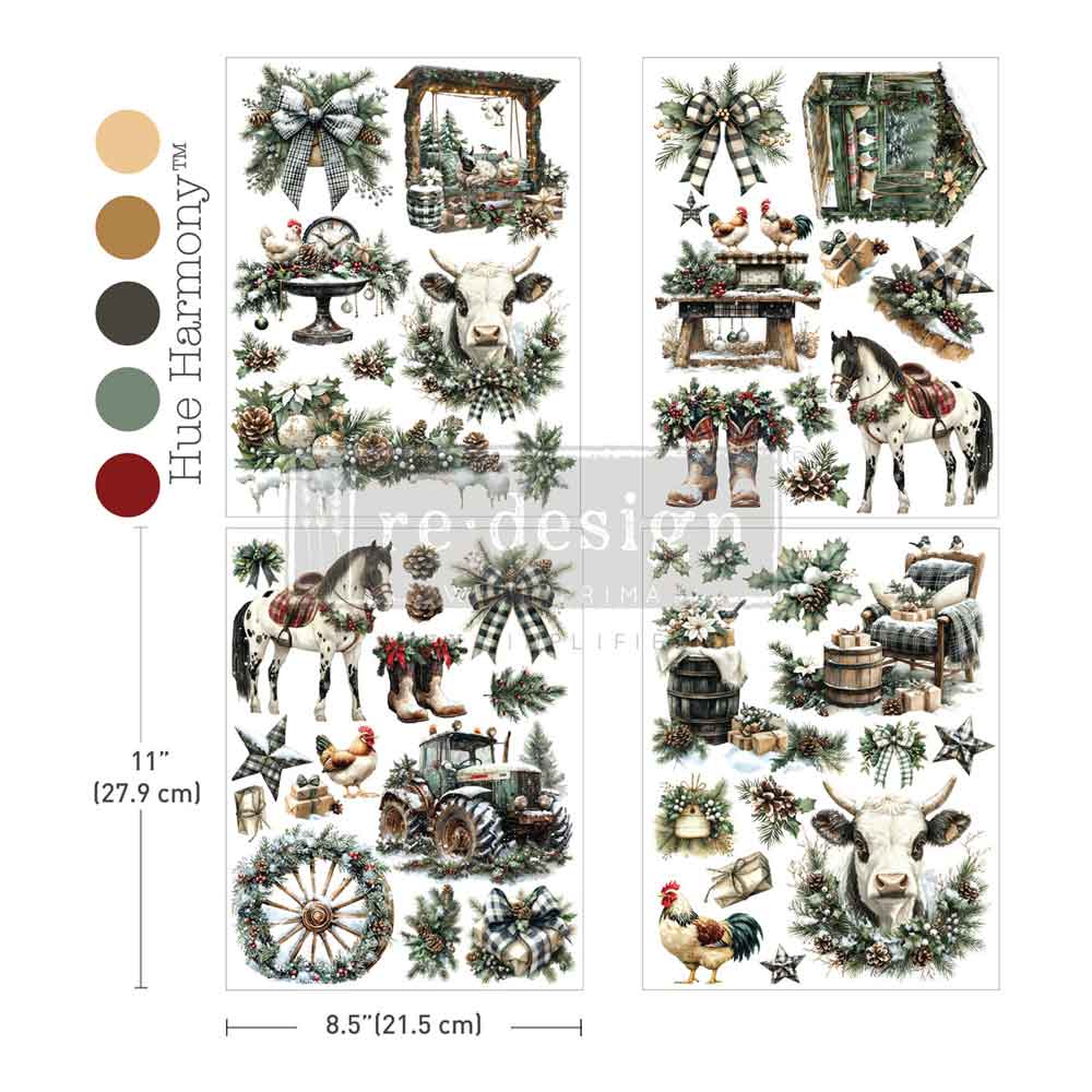 Rustic Noel-Middy Plus Transfers®-3 sheets + 1 bonus sheet, 8.5″x11″