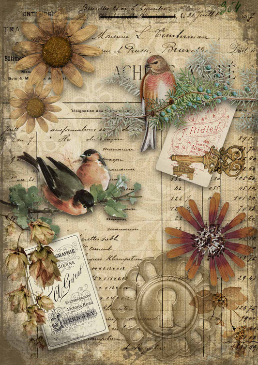 Decoupage Queen Autumn Birds-A3-11.7"x16.5"