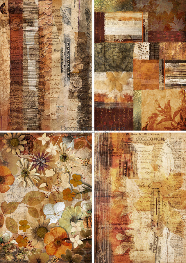 Decoupage Queen Autumn Textures 4 Pack-A3