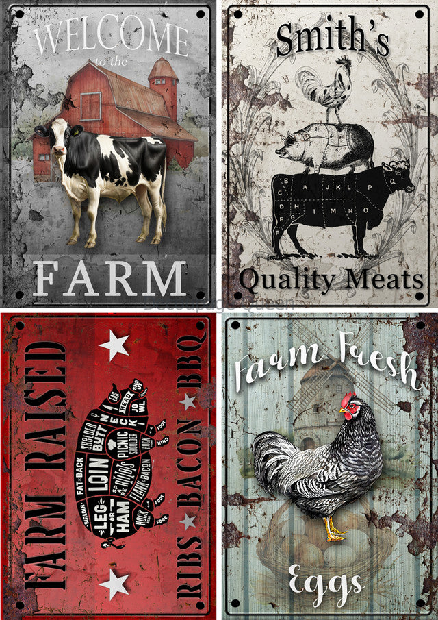 Decoupage Queen Farmhouse Signs 4 Pack