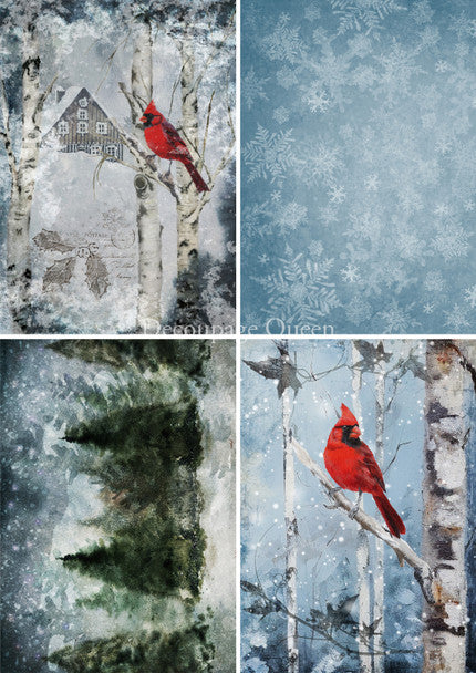 Decoupage Queen Cardinals 4 Pack-Size A3
