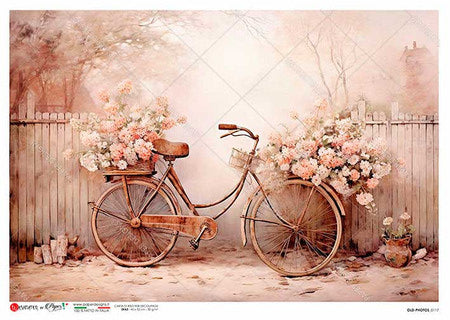 Paper Designs Vintage Floral Bicycle Rice Paper