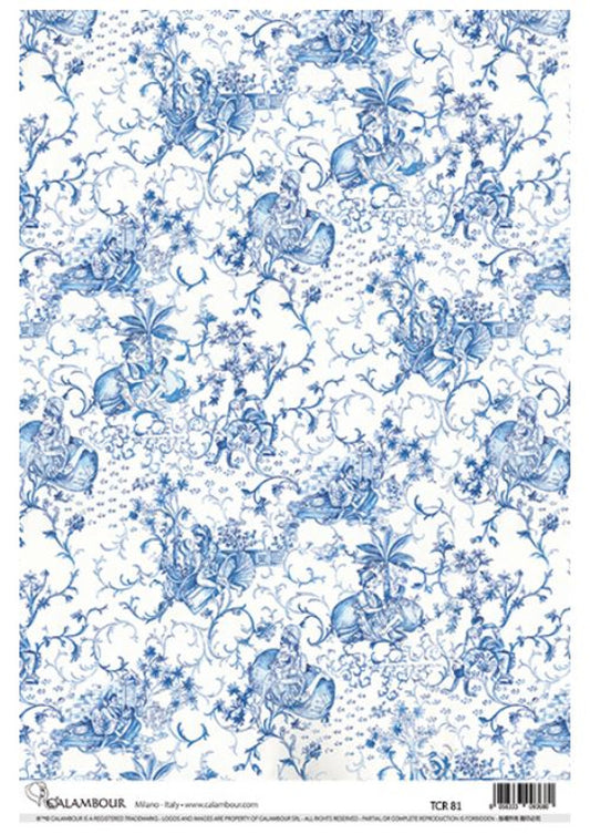 Calambour Whimsical (Kama Sutra) Blue Toile TCR 81 A3-11.7"x16.5"