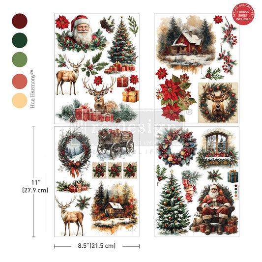 Crackling fires, vintage Santas, snow-covered cabins, and wreaths bursting with red poinsettias—the Yuletide Nostalgia Middy Transfers® captures everything we love about a classic Christmas. These beautifully detailed illustrations bring warmth, tradition, and that familiar holiday feeling to candles, trays, furniture, and seasonal décor.
HOW TO USE: Simply press the Yuletide Nostalgia Middy Transfer onto your clean surface and rub gently to reveal timeless Christmas scenes in soft, glowing color.
Only by R