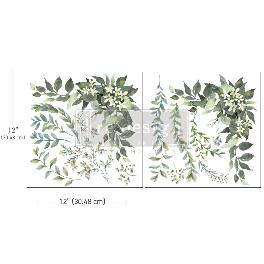 Two floral designs with dimensions indicated on a white background