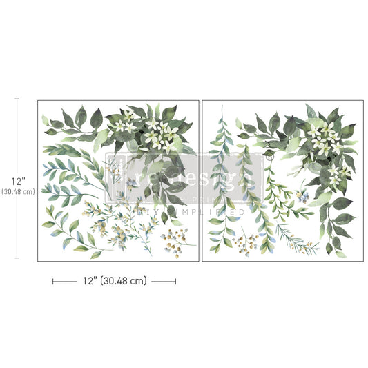 Two floral designs with dimensions indicated on a white background