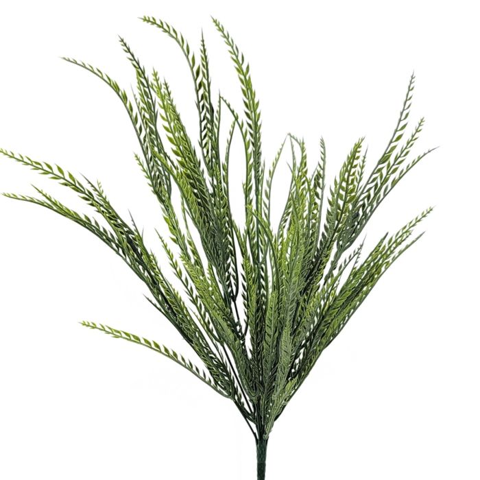 Artificial green plant branch on a white background