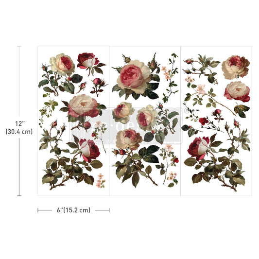 3 transfer sheets of roses to use for craft projects