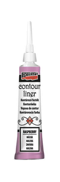 Pentart contour liner bottle-color  raspberry on a white background