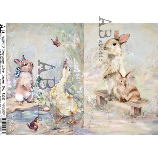 AB Studio-Pastel Bunnies 1252-A4-8.3"x11.7"