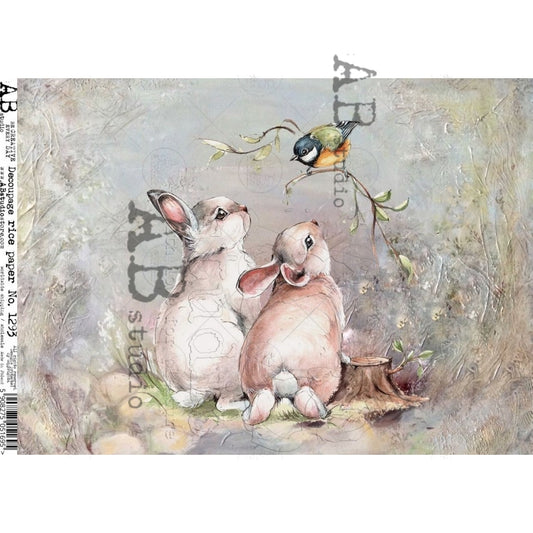 AB Studios-Pastel Bunnies A4 Rice Paper-8.3"x11.7"