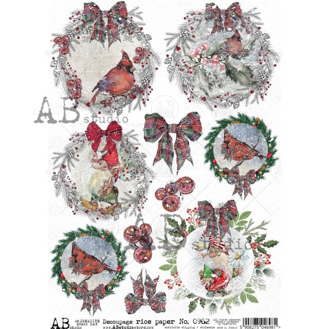 AB Studios-Rice Paper Ornaments and Bows Rice Paper A4 0962 A4 Rice Paper-8.3"x11.7"