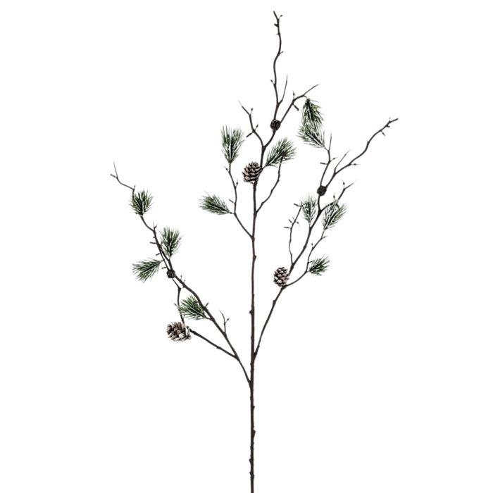28" Pine Spray W/Pine Cone, Bell-Green/White